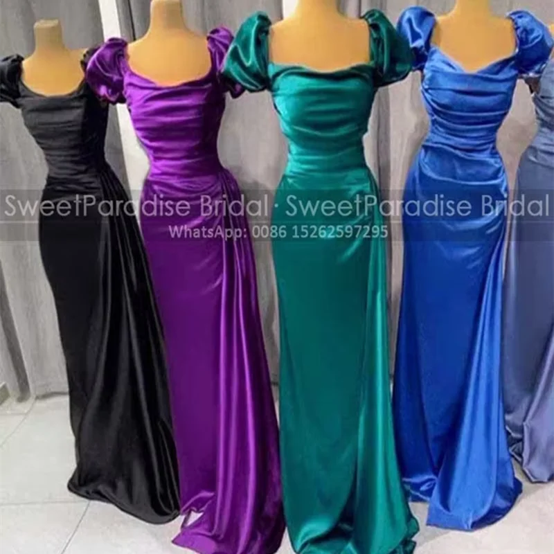 

Индивидуальные платья подружки невесты с квадратным вырезом и короткими рукавами, плиссированное длинное платье-футляр русалки для свадебной вечеринки, подружки невесты