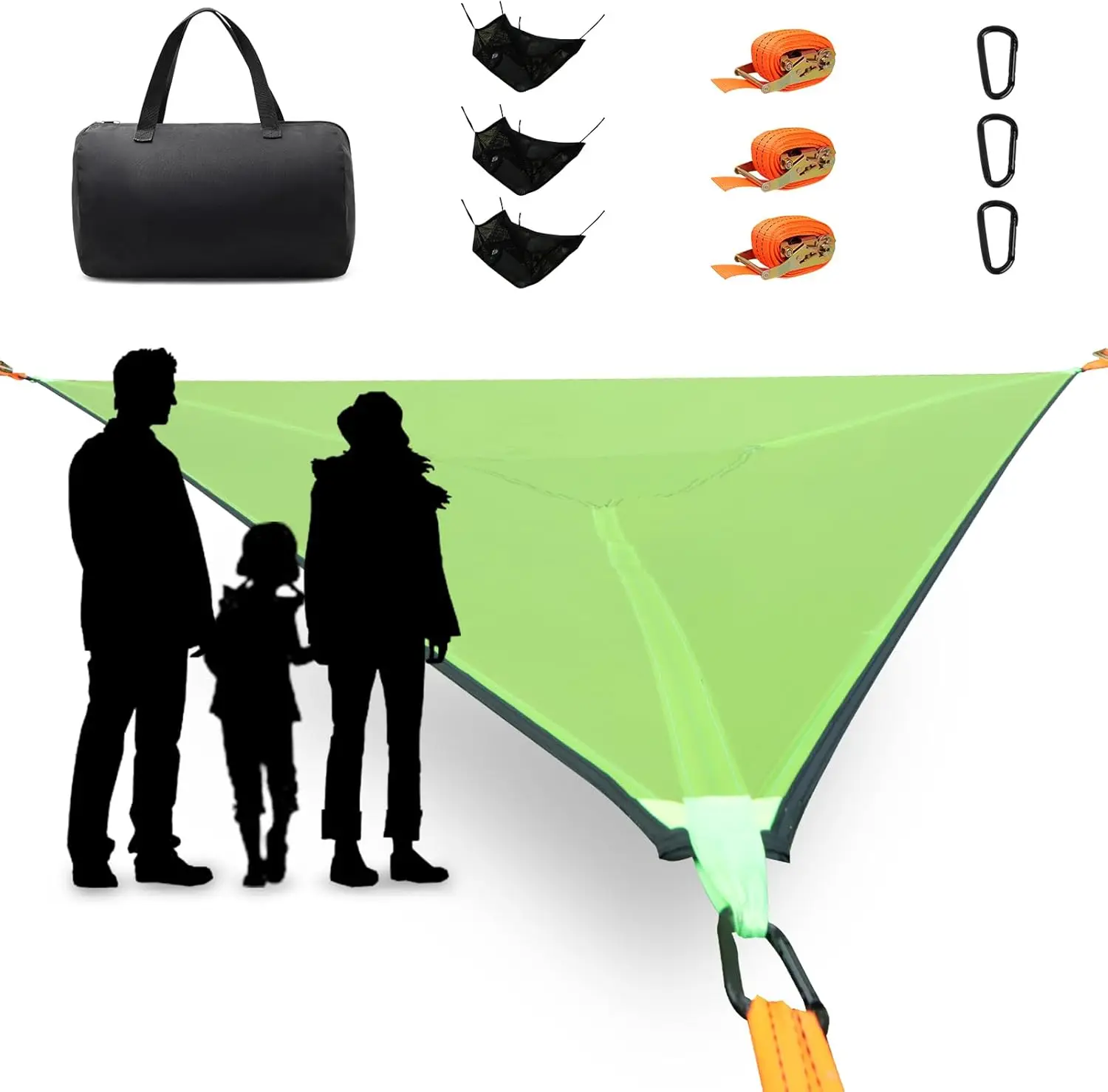 

Triangle Camping Hammock, 10Ft Multi Person Hammocks Max 600 Lbs For Outdoor Relaxing, Extra Large Hammo W/Ratchet/Webbing