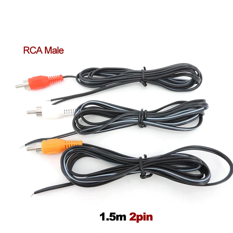 3x 1.5m 2pin Car Rca Male red black white Audio connector plug Cable Av Single Video Speaker extension wire lead repair cord a7