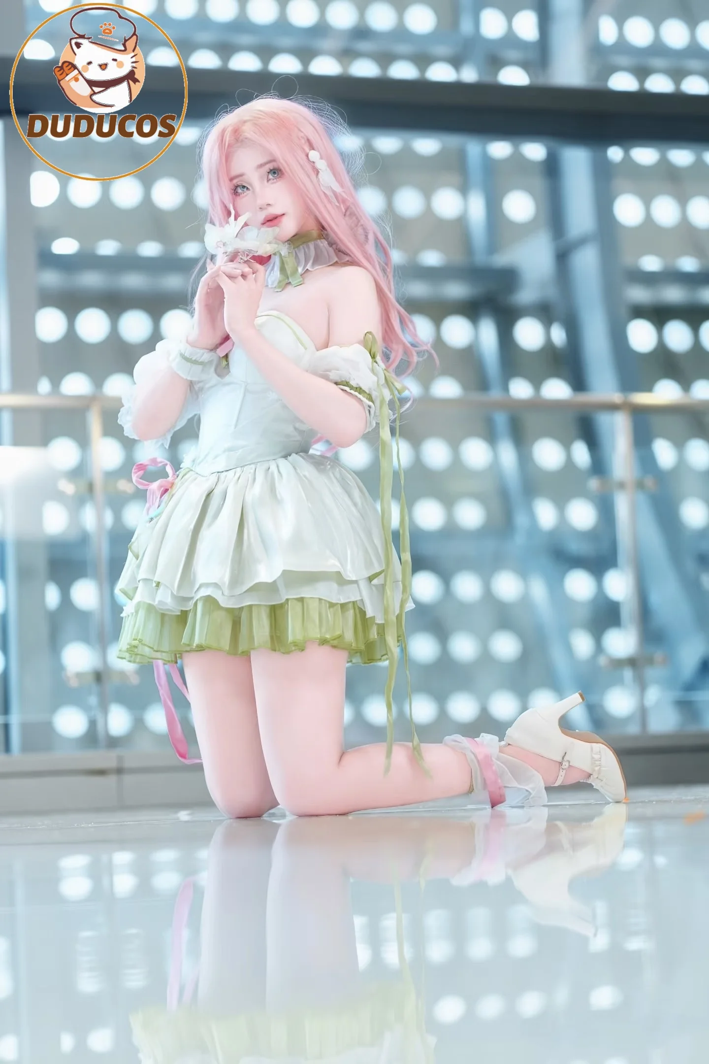 Fluttershyy cosplay traje DUDU-SR verde vestido curto floresta feminino traje fluttershyy peruca cosplay natal