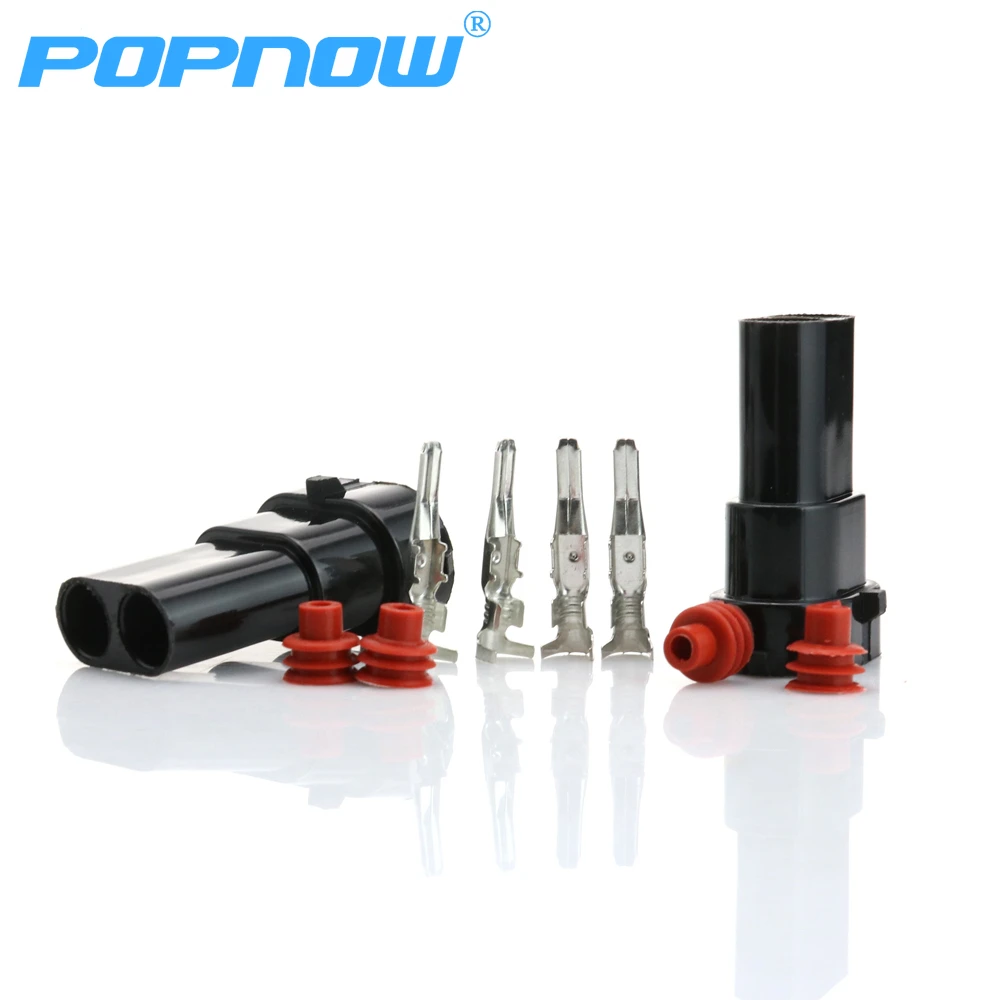 POPNOW H8 H9 H11 Bulb Male Connector Headlamp Socket H27 880 881 Fog Light Lamp Plug Adapter 2 Pin Sealed HID Xenon Terminal x10