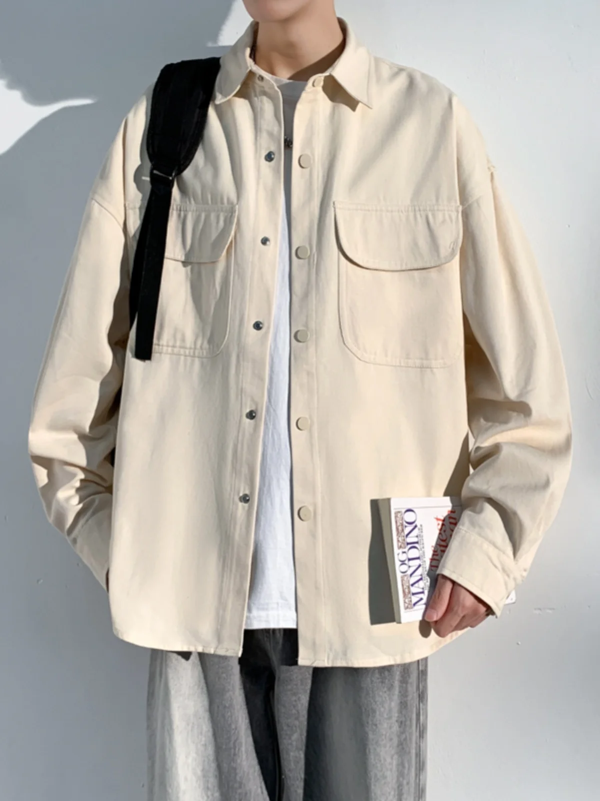 

Мужская повседневная рубашка с длинным рукавом, весенне-осенняя, свободного кроя, в японском ретро-стиле, молодежная, модная, не требующая глажки