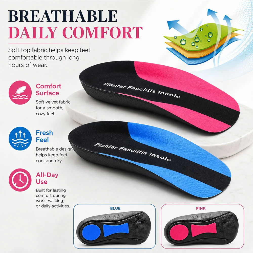 Sneakers Flat Feet Orthopedic Insoles 3/4 Plantar Fasciitis High Arch Support Men Women Cushion Absorption Pads New Balance