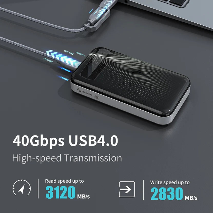 PHIXERO External Solid State Drive SSD Portable 40Gbps Hard Disk 1TB 2TB 512GB PSSD HardDisk USB Type C 1 2 TB HD for PC Laptop