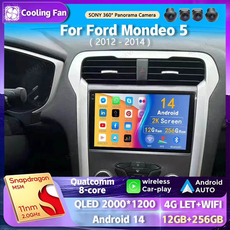 

Android 14 wifi+4G Carplay Car Radio For Ford Mondeo 5 Fusion 2012 - 2014 Navigation GPS Video Player Stereo Multimedia DVD DSP