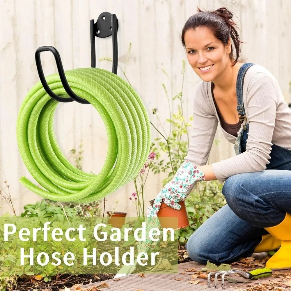 Iron Metal Garden Hose Holder Wall Mounted Easy Installation Outdoor Hose Hanger Compact Storage Hook