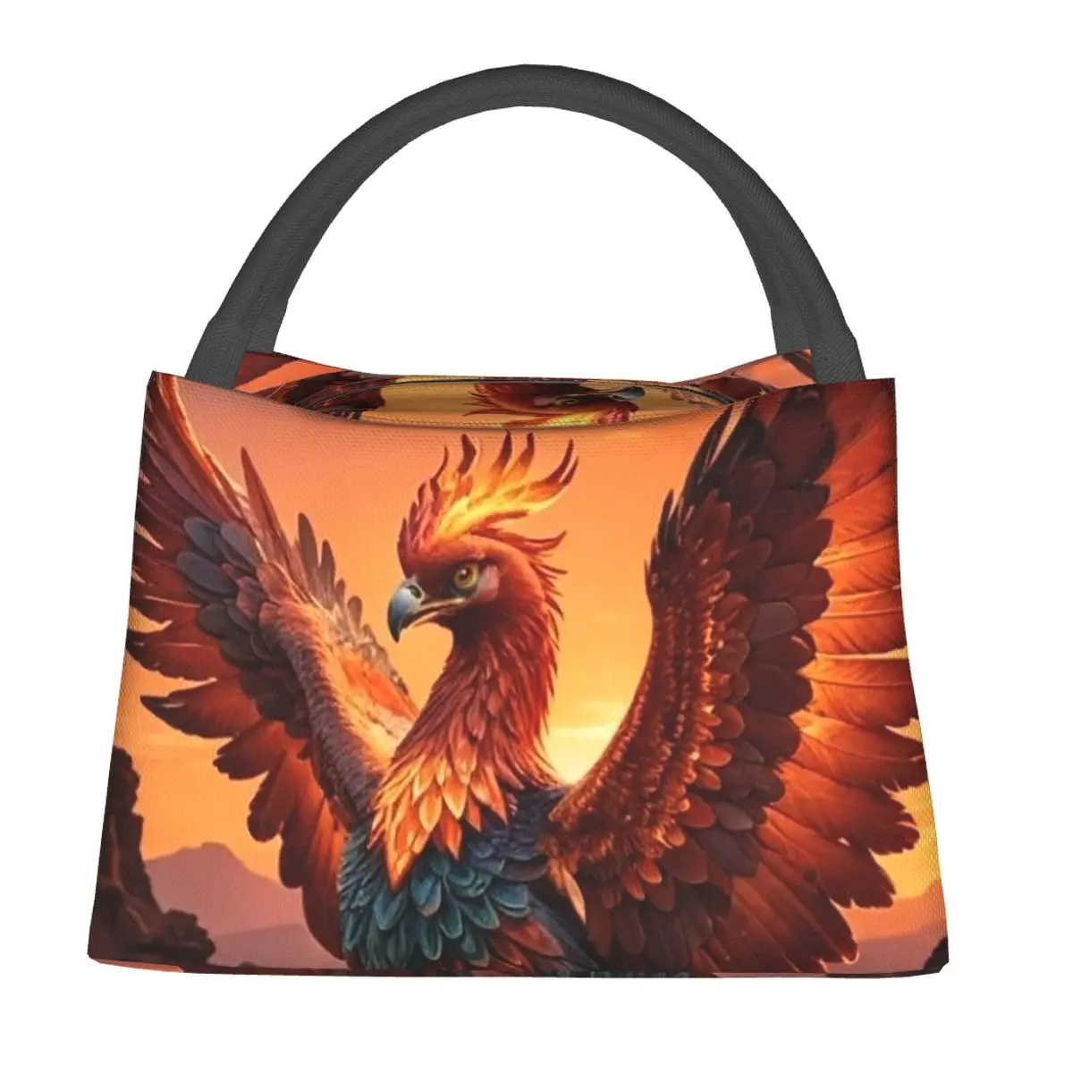 

Термосумка для обедов с изображением мифического птицы Феникса с огненными крыльями для женщин и детей, портативная коробка для еды, термосумка-тоут