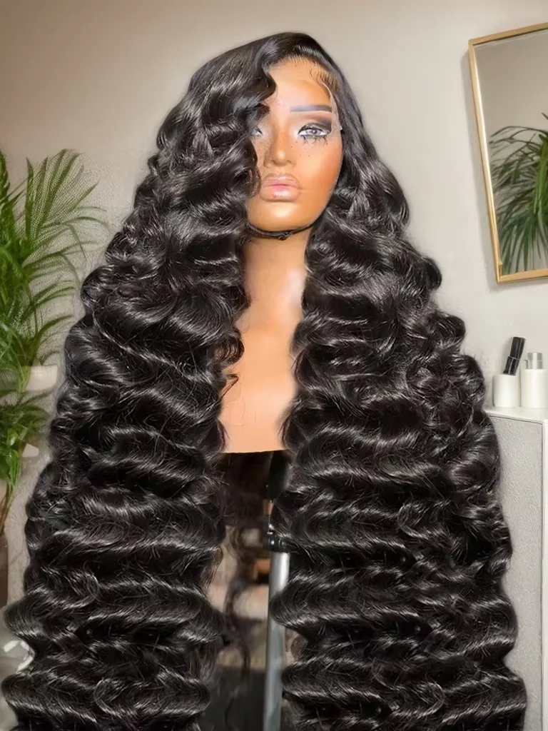 Lakeisha Loose Deep Wave 13x6 HD Human Hair Wig 300 Density Transparent Brazilian Water 13x4 Curly Nature Wave Lace Frontal Wigs