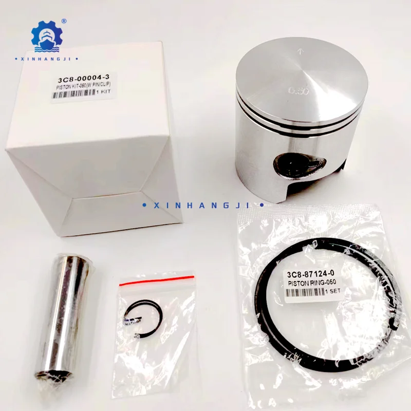 3C8-00004-3 Piston Kit (0.5Mm O/s) For TOHATSU Outboard 40HP 50HP M40D M50D Mercury Mariner 3Cyl 779-96152 +0.5mm