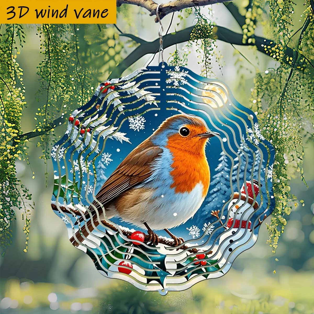 CIFbuy Wind Spinner 360 Degree Rotating Metal Kinetic Garden Art, Kaleidoscope Pattern Outdoor Patio Yard Decor, Wind Catcher Ho