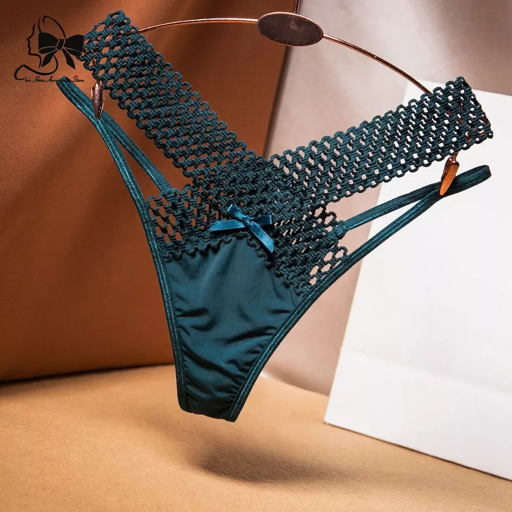 New Sexy Women\'s Panties Cross Cut Ice Silk Thong Sports Fashion Perspective Low Waist Ribbons Thongs Sexy Women Underwear