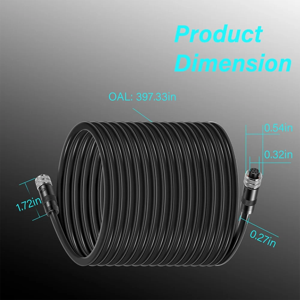 AS EC 30E 720073-4 Ethernet Cable 30 Feet Replace for Humminbird Black Fit for Helix, APEX, SOLIX and Onix Models