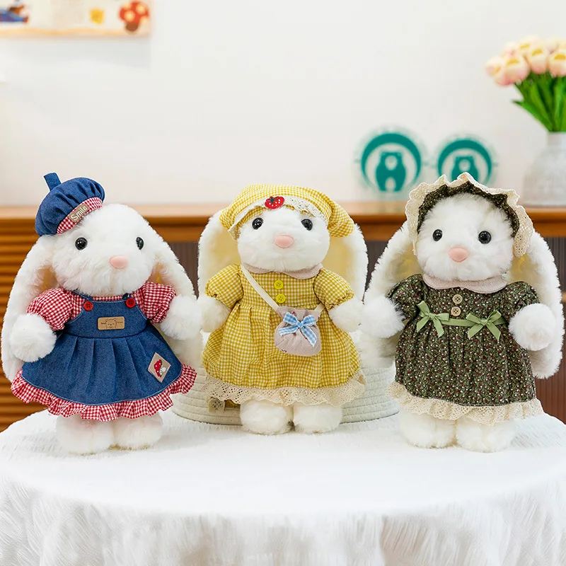 Kawaii knuffel gevuld pop schattig konijntje met lange oren cartoon amigurumi voor kinderen verjaardagscadeau zacht knuffelig