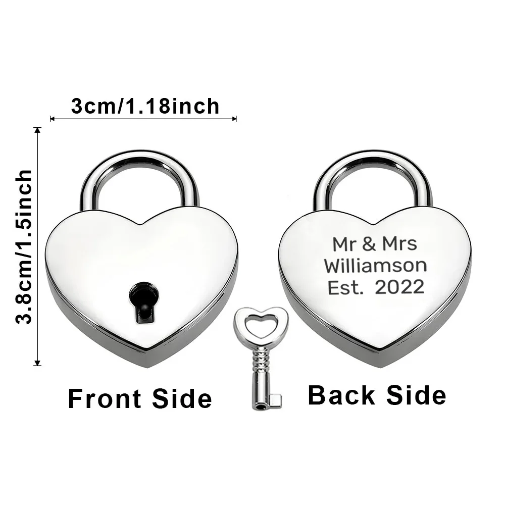 1PC Romantisch paar liefde Aangepaste naam en datum Mini hartvormig slot Liefde hangslot Wish Lock Bruiloft ingetoetst hangsloten voor Annive