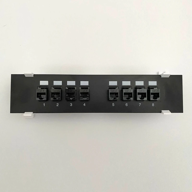 8 portas 6 em linha reta através do painel de remendo rj45 cabo adaptador jack ethernet distribuição quadro rede prateleira.