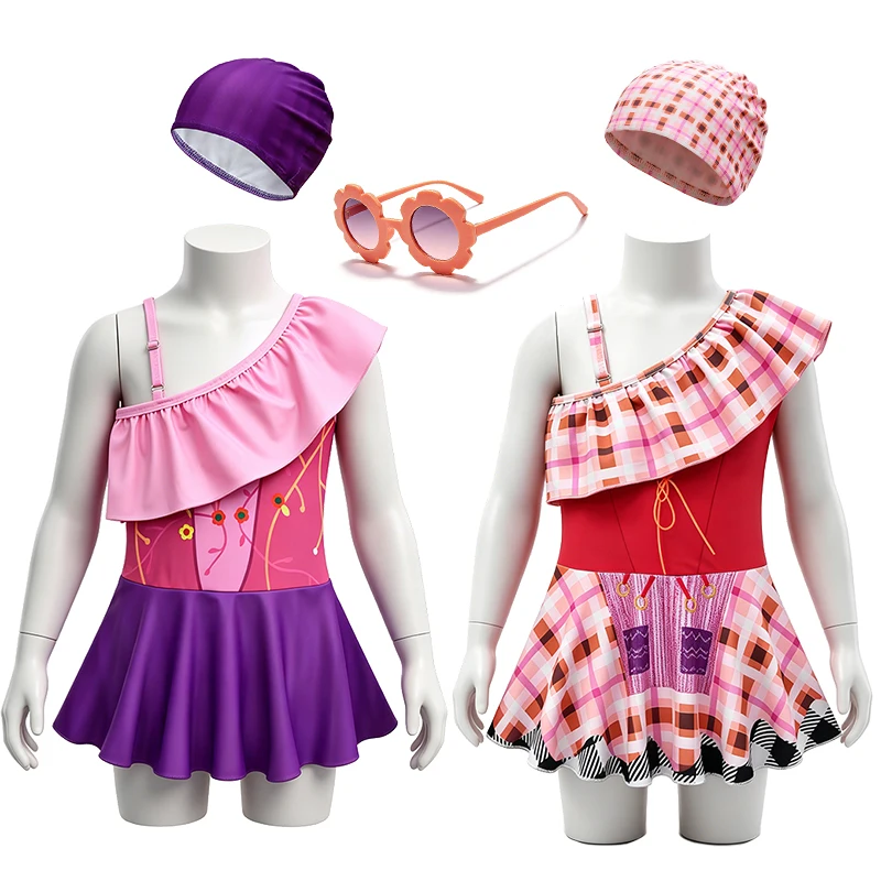 Little Girls Hocus Pocus Ruffle Skirt One Piece Swimsuit Summer Beach Pool Kids Bathing Suit Holiday Vacation Children Swimwear