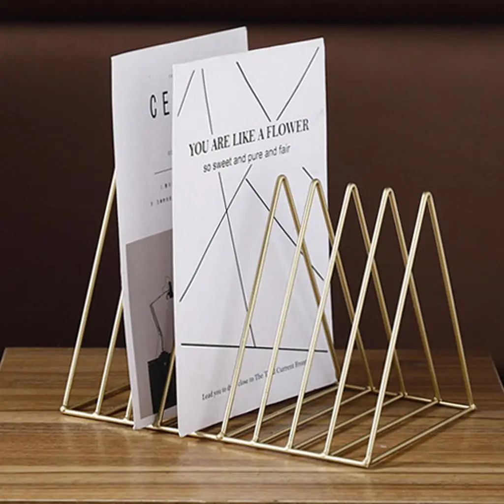 

Triangle Metal Desktop Book Holder Modern Minimalist Bookshelf For