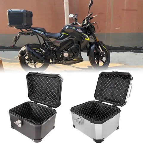 오토바이 보관함 테일박스 탑 박스, 트렁크 캐리어, 범용 블랙 45L 오토바이 알루미늄 탑 케이스, 수하물 테일박스
