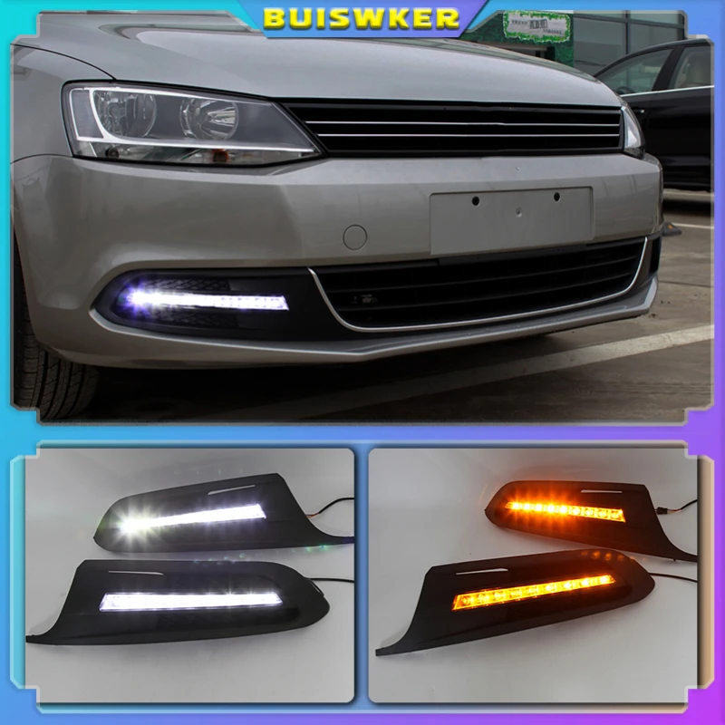 Car-styling DRL LED Daytime Running Lights Replace Fog Lamp Hole Covers for Volkswagen Jetta Sagitar 2012 2013 2014