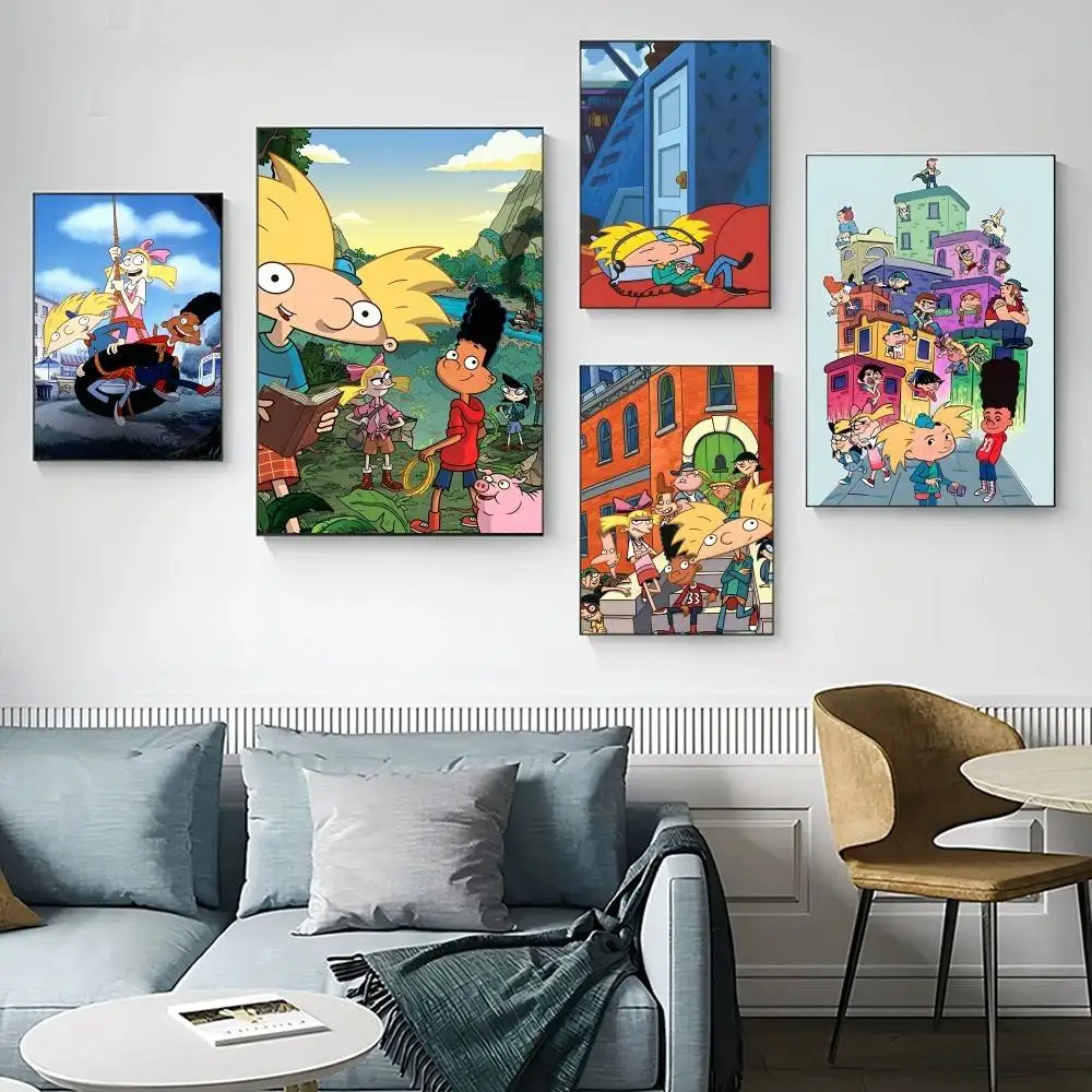 

Hey A-Arnold Cartoon Gerald Helga Poster Fancy Wall Sticker for Living room bar retro decorative painting room
