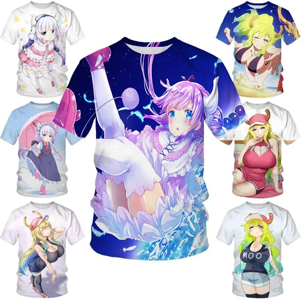 Japanese Manga Kids Anime Dragon Maid Kanna Kamui 3D Print T-shirt Unisex Casual Harajuku Short Sleeves T-shirt Top