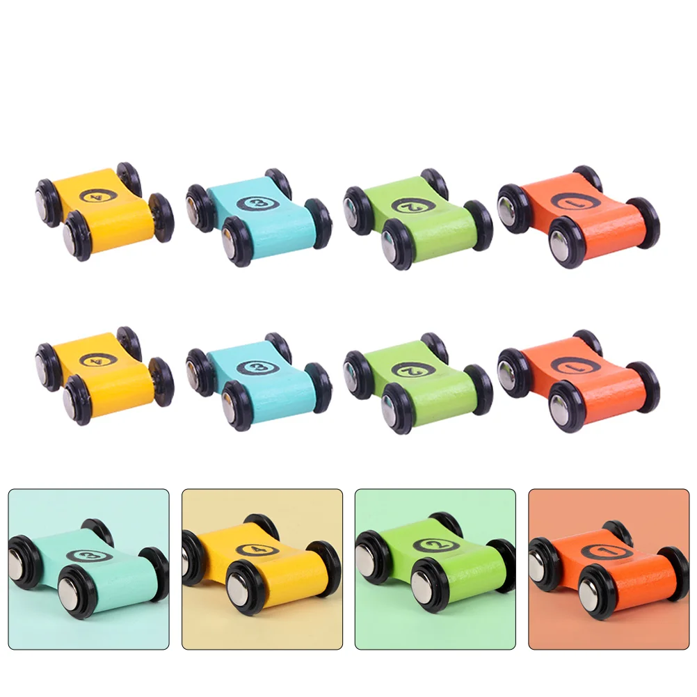 

8 Pcs Scooter Realistic Toy Car Kids Wood Race Interactive Racing Number Children's Wooden