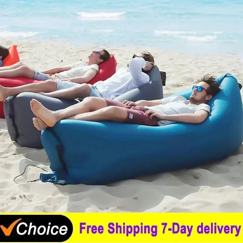 Outdoor Portable Inflatable Sofa Outdoor Seating Inflatable Air Inflatable Lounger Blow Up Chair Bag Banana Camping Bed Beanbag