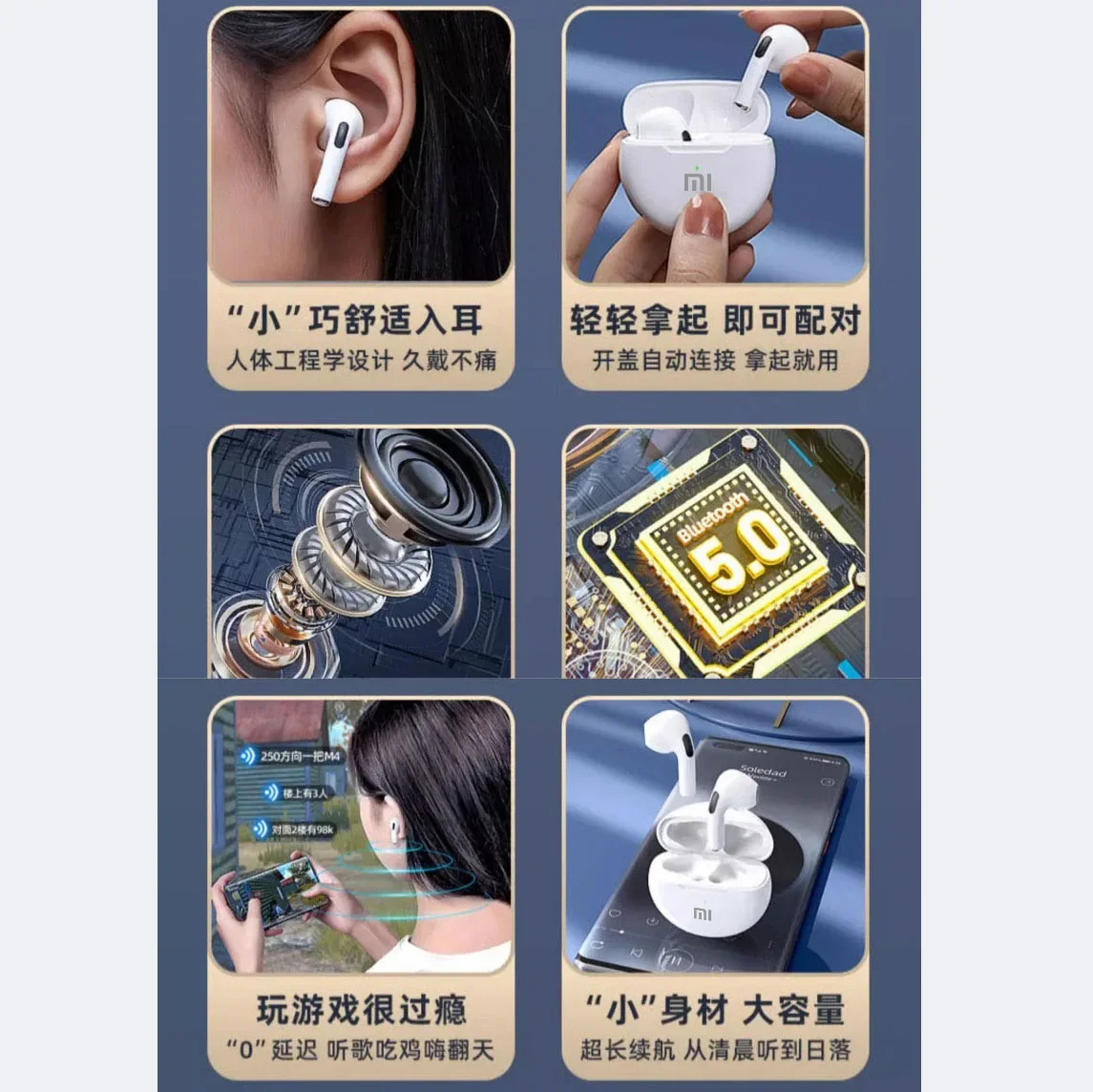 Original XIAOMI Air Pro 6 Earphone TWS 9D HIFI Headset Bluetooth Music Earbuds For IPhone Android Wireless Pods Headphones