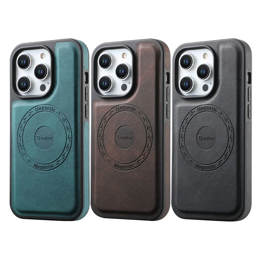 Magnetic Leather Case for iPhone 17 16 Pro Max 16Pro 16 Plus Cover Magnetic Mag-safe for iPhone 15 14 13 Shell Soft Retro Fundas