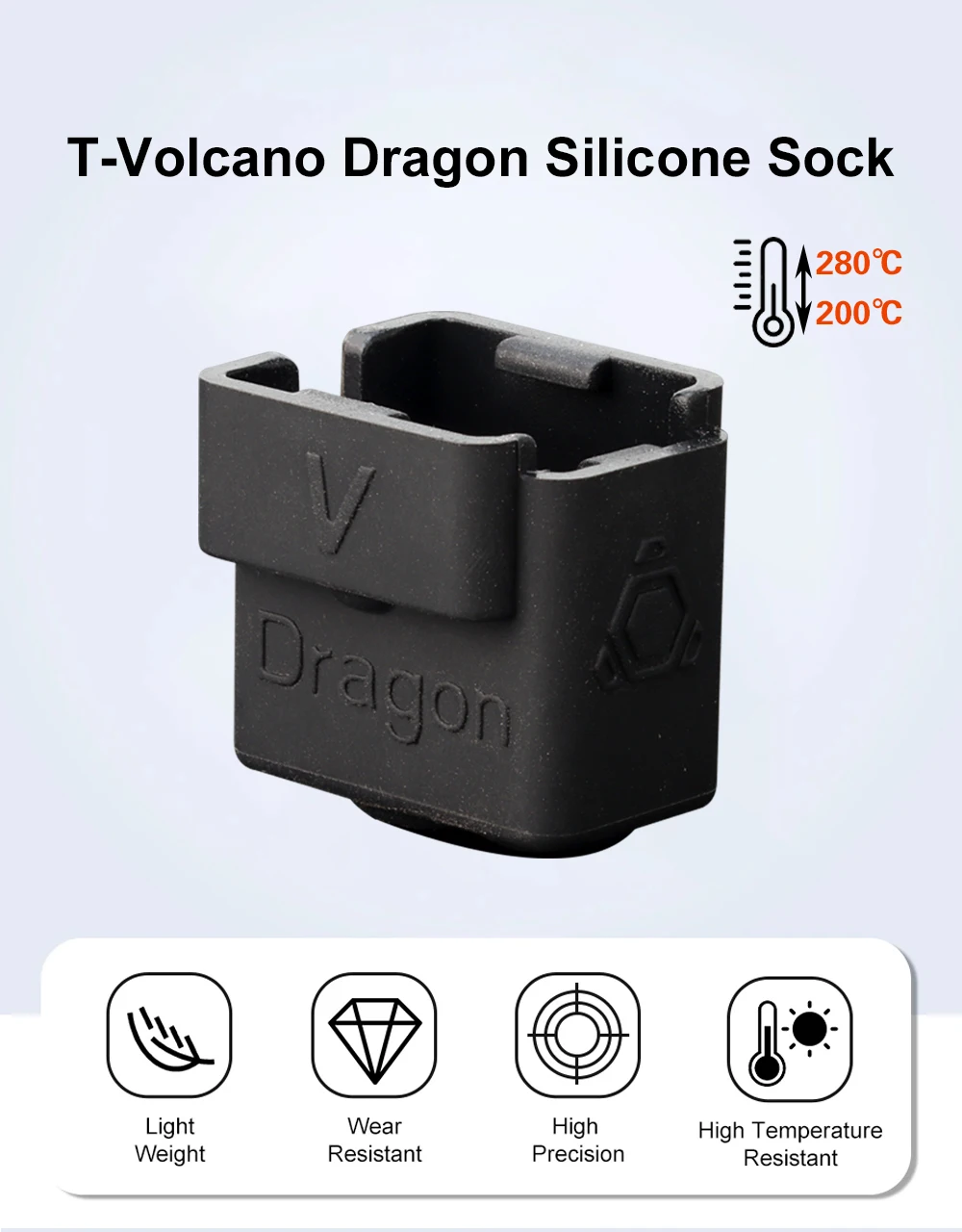 Trianglelab T-Volcano Dragon Silikonsocke für hohe Temperaturen für T-Volcano Dragon HOTNED Heizblock 3D-Drucker – Detail 1