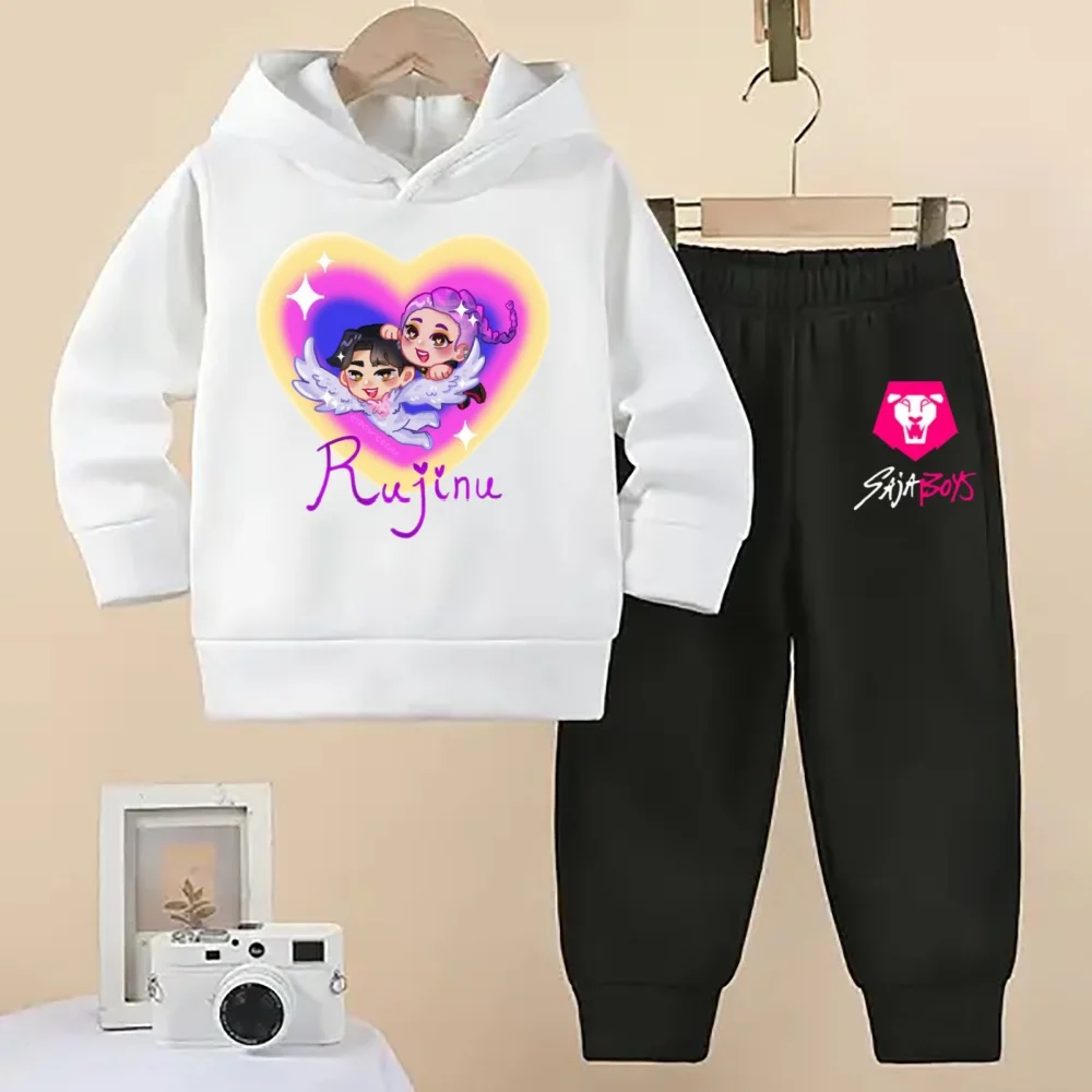 

2pcs Kpop Demon Hunters Sweatshirt Pants Suit for Children Anime Fashion Long Sleeves Pants Set Girls Autumn Sweet Clothes Gifts