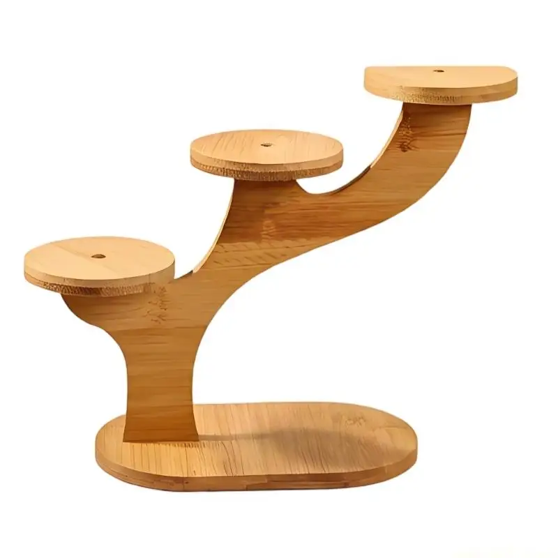 QX2E Space Saving Multiple Level Bamboos Plant Shelf With Sturdy Structure Perfect For Home Office Balcony Gardening