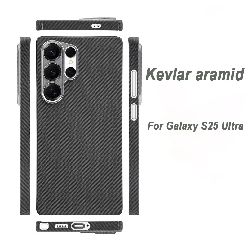 For Galaxy S25 Ultra Carbon Fiber Phone Case Hard Case Ultra Thin Lightweight Kevlar Aramid Fiber Magnetic Protective Cover