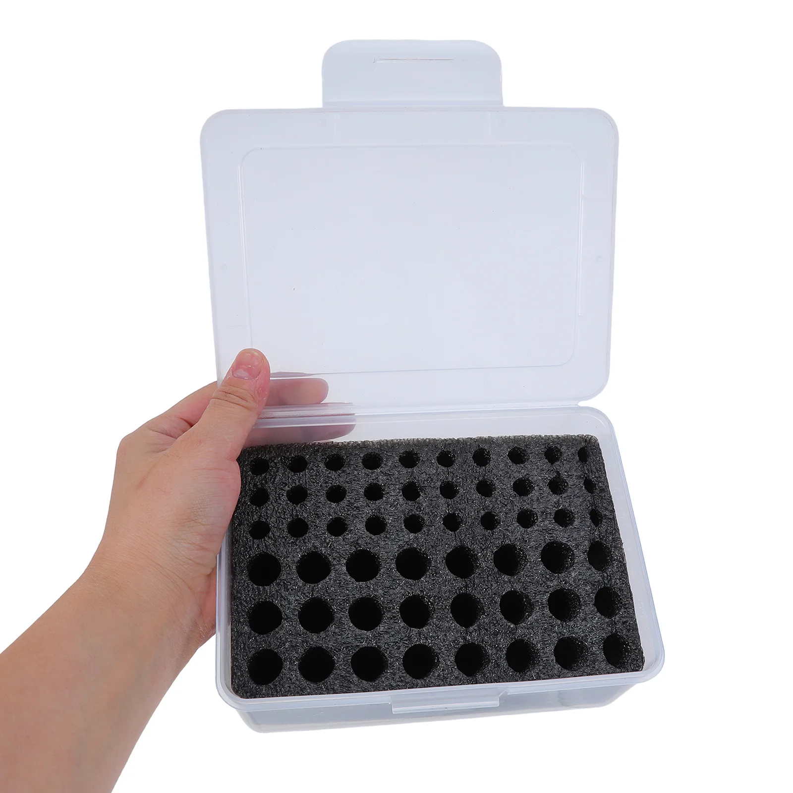 

Plastic Organizer Box for Aa and Aaa Batteries Dustproof Waterproof Storage Container Foam Slots Stackable