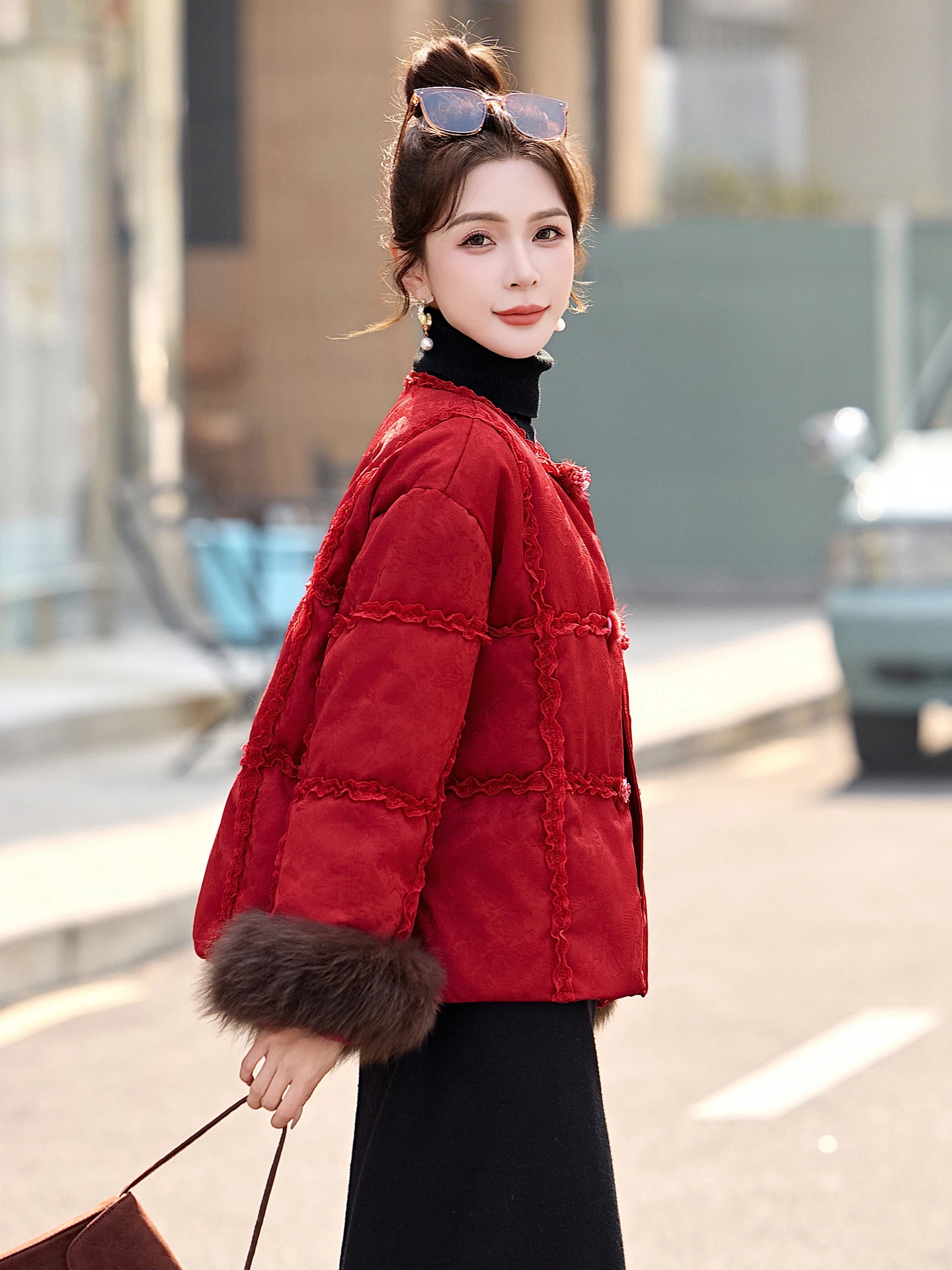 Chinês sle feminino para baixo jaet com cinto de pele sve branco du para baixo casaco solto ajuste alto calor ambientalmente amigável