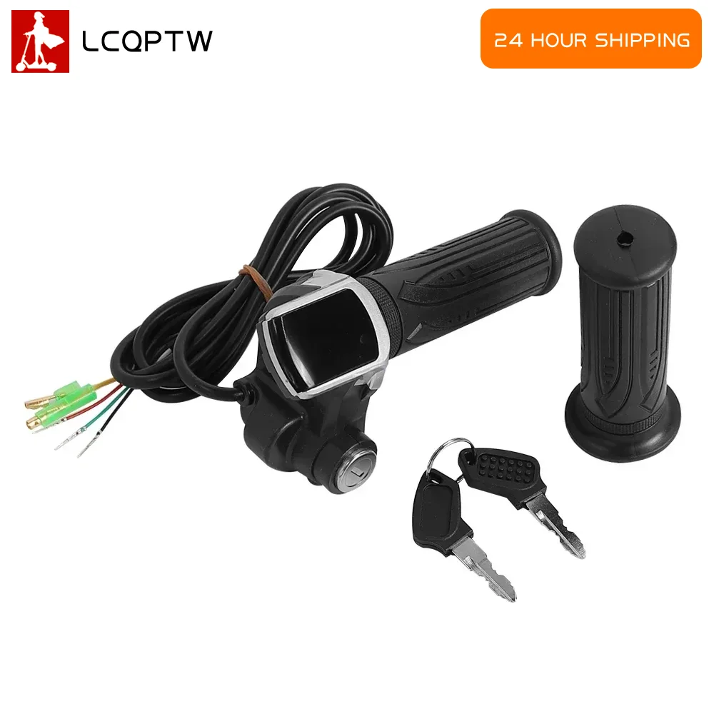 24V 36V 48V 60V Universeller Drehgasgriff mit LCD-Display, Schlüsselzündungssperre, Gasgriff für Elektrofahrrad und Roller