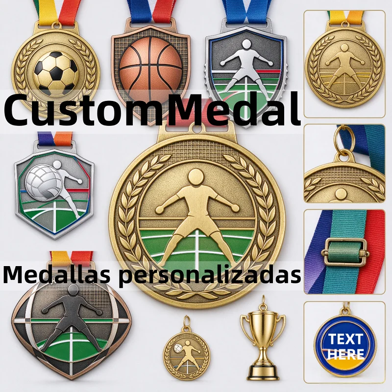 Personalized Award Medal Zinc Alloy Brass Die Casting Sports Event Wholesale Custom Shape Logo Metal Sport Medal Durable Casting