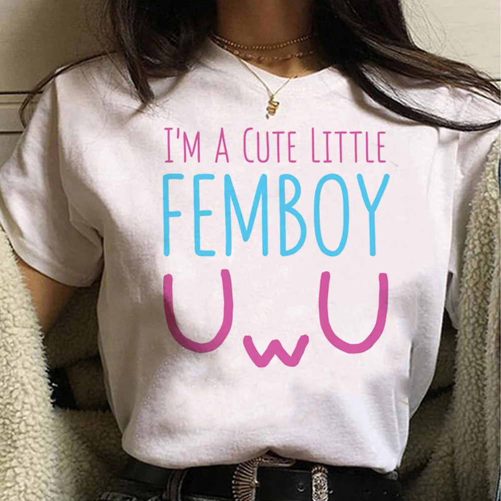 Femboy top women manga Tee girl comic clothes