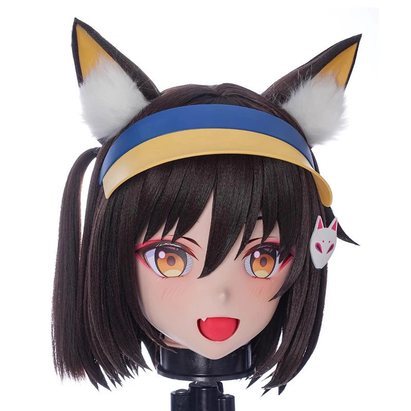 Cerradura de diadema completa, máscaras de resina de muñeca travesti completa personalizadas, personaje de dibujos animados Kig Cosplay, máscaras de Kigurumi de Anime japonés