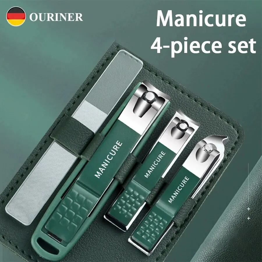 Manicure Kit 4PCS Nail Clippers Full Set Home Single Nail Clipper Set Diagonal Manicure Knife Tool Nano File Set