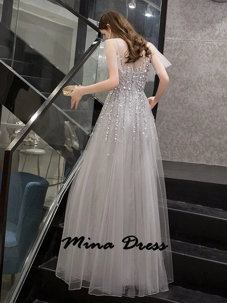 Mina Customized Short Sleeves Elegant Party Dresses 2024 for Wedding Dresses for Formal Occasions Lace Ball Gowns Embroidery