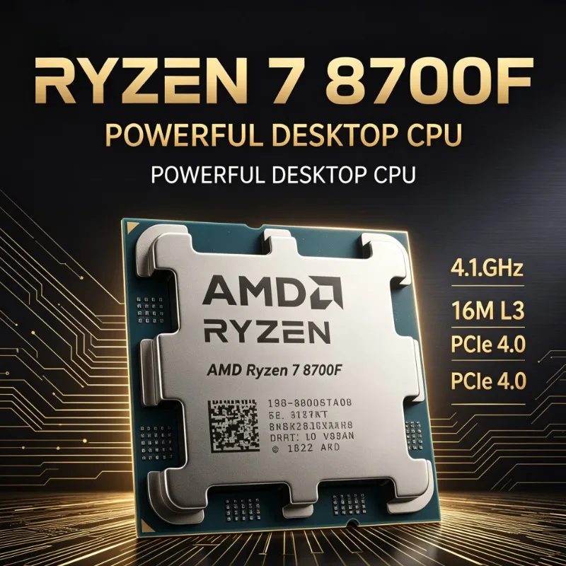 Ryzen7 8700F For AM5 Motherboard 4.1GHz 8‑Core 16‑Thread 16M L3 Cache 65W 4NM DDR5 Without Cooler No Integrated GPU