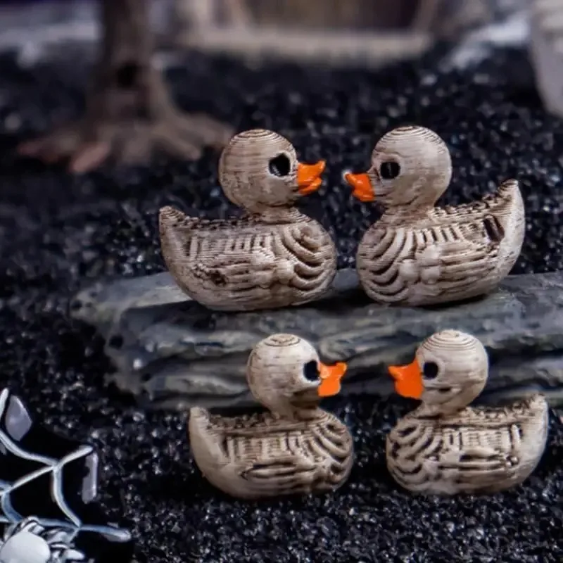20-Pack 0.6in Cute Skull Ducks - Resin Figurines for Halloween, Home, Office, Desk Decor