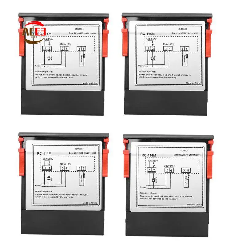 AEE3-4X 220V/30A Digital Temperature Controller Rc-114M Thermostat Relay Output -30-300 Degree With Ntc Sensor