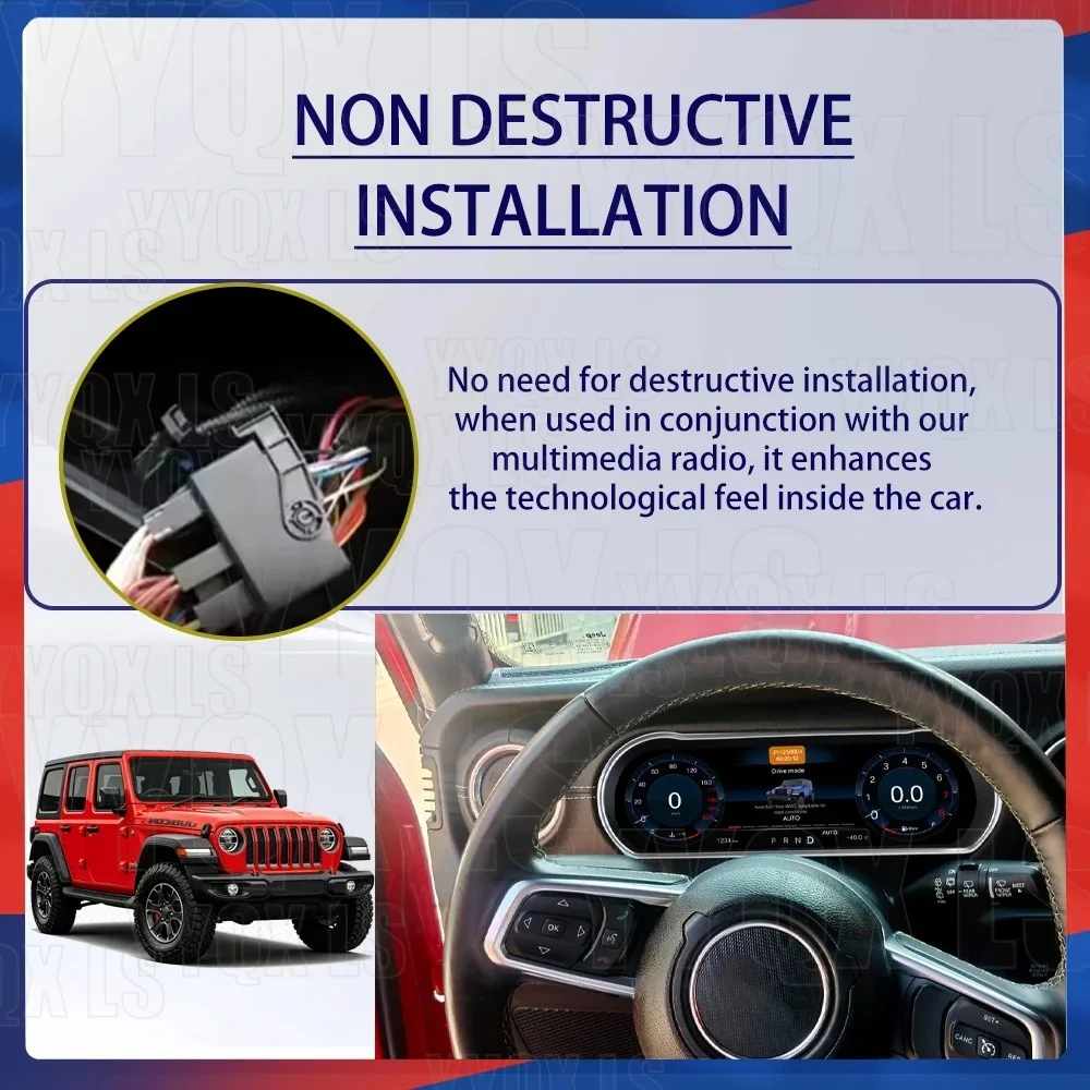 For Jeep Wrangler 2018-2023 Car LCD Dashboard Digital Cluster Virtual Cockpit Instrument Speedometer Multifunctional