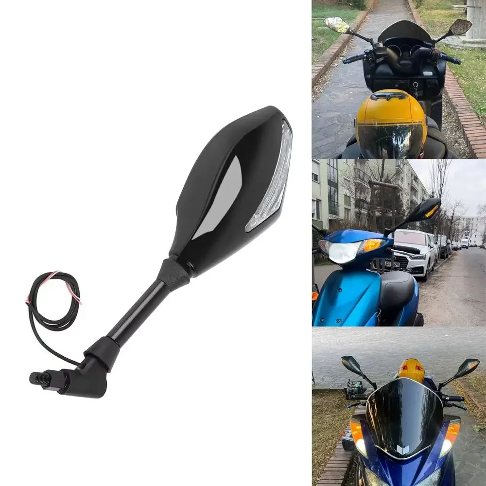 Motorcycle Rearview Mirror with LED Turn Signal Indicator 8mm 10mm for Honda Suzuki Yamaha Ducati Motorbike Accessories