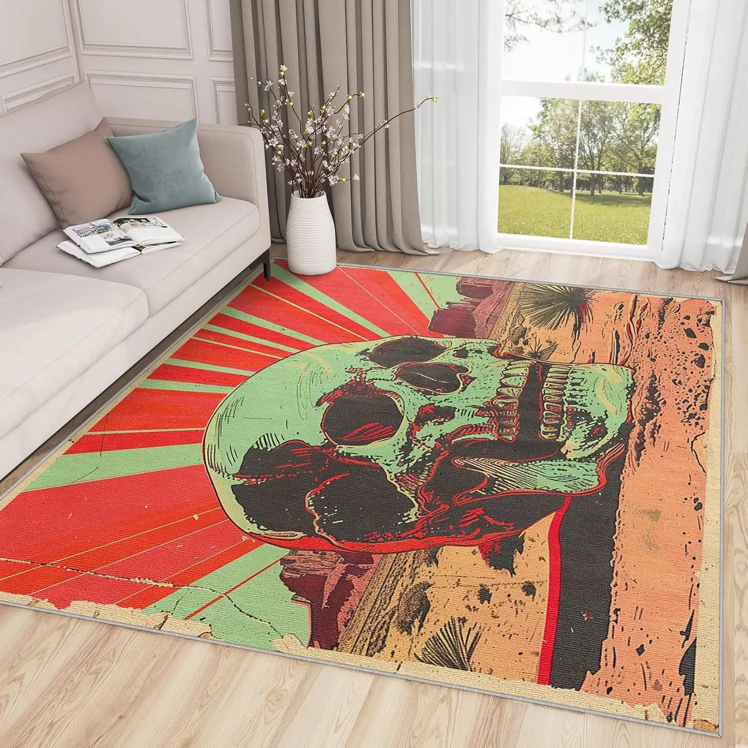 

Skull Decorations for a Party Skull Rug Western Desert Skeleton Area Rug Gothic Vintage Rugs Goth Scary Horror Carpet Home Decor