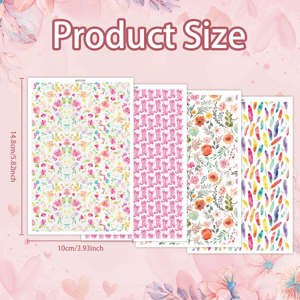 Charming High Heels Feather Rose Flowers Soft Ceramic Earrings Water Transfer Paper Sticker For Jewelry Making