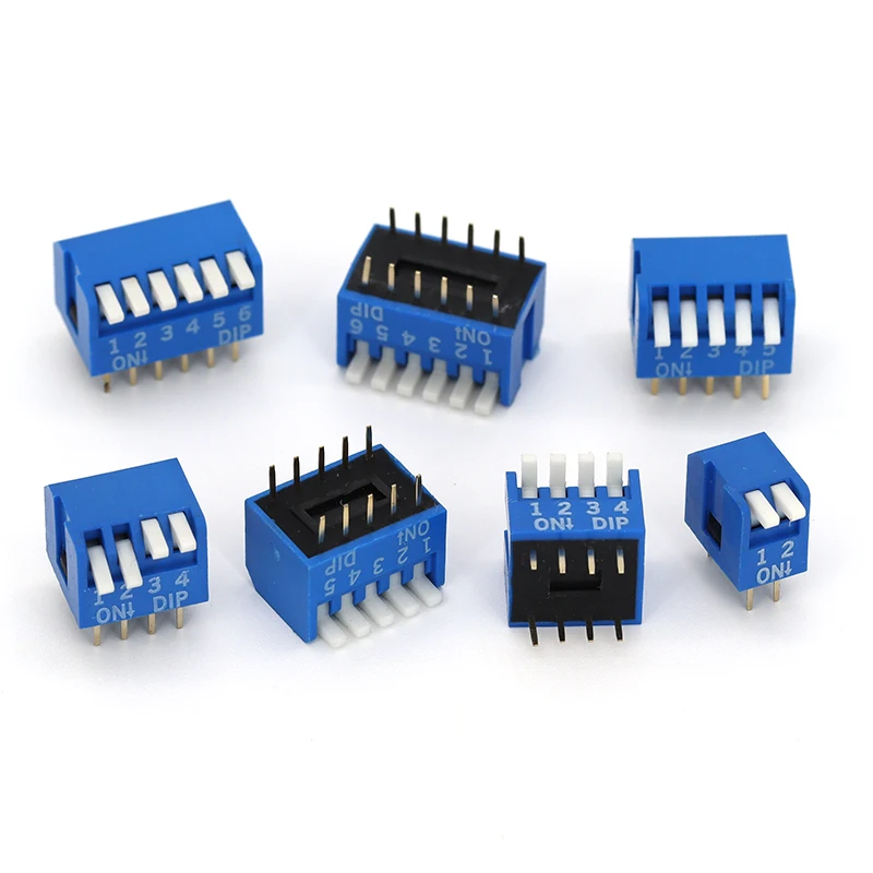 5PCS Slide Type Switch Module 1 2 3 4 5 6 7 8 10PIN /1.27/2.54mm Position Way DIP/SMD Pitch Toggle Switch Blue Snap Switch Dial