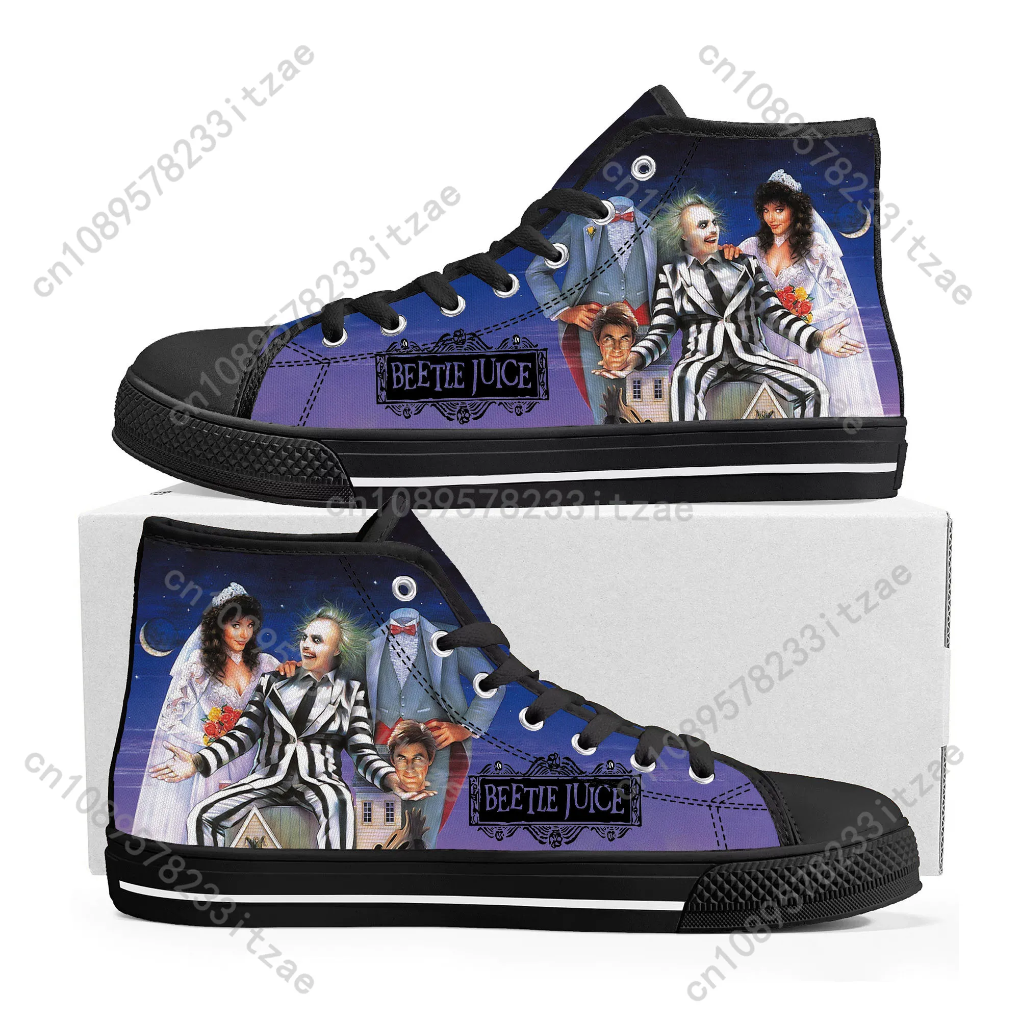 Beetlejuices Movie Horror shoes High Top Sneakers Mens Womens Teenager High Quality Canvas Sneaker Casual Shoe Custom Shoes